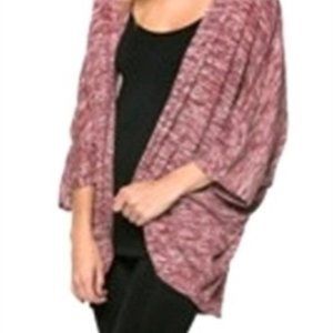 AZULES Wine Dolman Sleeve Soft Cashmere Feel Small Kimono Shrug Open Cardigan
